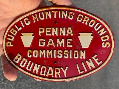 Vintage Pa Game Commission Boundary Line Embossed Tin Sign Forest 1950 Hunting • $129.99