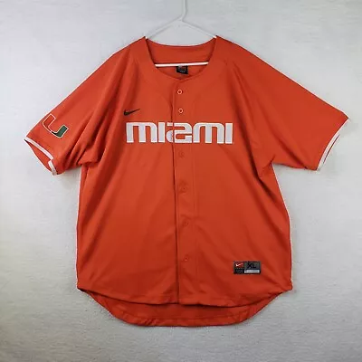 Vintage Miami Hurricanes Baseball Jersey Mens XL Orange Team Nike NCAA • $50.99