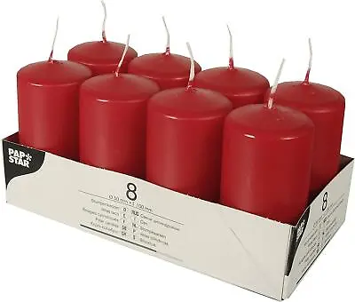 Pack Of 8 Red Pillar Candles 50 X 100 Mm • £14.95