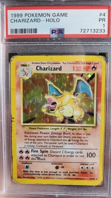 $165 • Buy PSA 1 1999 Pokemon Base Set  Unlimited Charizard Holo 4/102 PR WOTC