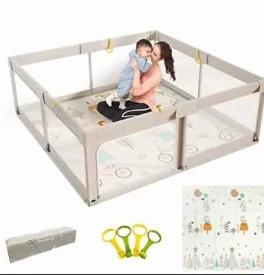 Mloong Baby Playpen With Mat 59x59 Inches Extra Large Playpen For Babies/kids • £57.99