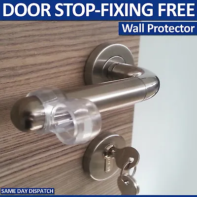 Push Fit Easy Door Stop Wall Protectors Handle Bumper Guard Stopper Rubber New • £1.99