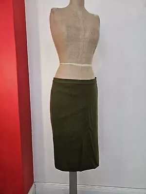 Made In Italy LUISA SPAGNOLI Olive Green Wool Knit Skirt Size 44 • £42.77