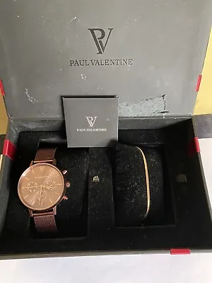 An Ex Display Paul Valentine Multifunction Mesh Watch And Bracelet Set  • £60