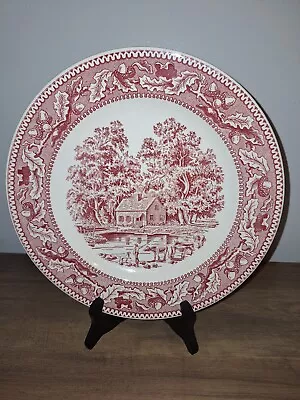 Vintage Memory Lane Royal Ironstone Red 10 Inch Dinner Plate Red Toile Pattern • $12