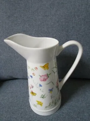 Marjolein Bastin Wildflower Floral W/ Butterflies Porcelain 10  Pitcher 1999 • $19.99