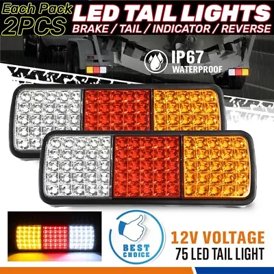 2 X 75 LED Tail Lights Stop Reverse Indicator 12V Ute Trailer Caravan Truck Boat • $31.99