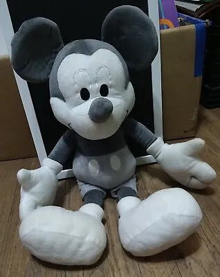 DISNEY STORE Steamboat Willie Mickey Mouse 19  Plush Black White Gray Exclusive • $14.99