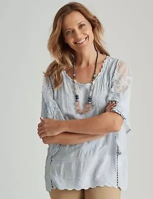 $19.90 • Buy Millers Extended Sleeve Embroidered Woven Top Womens Clothing  Tops Tunic