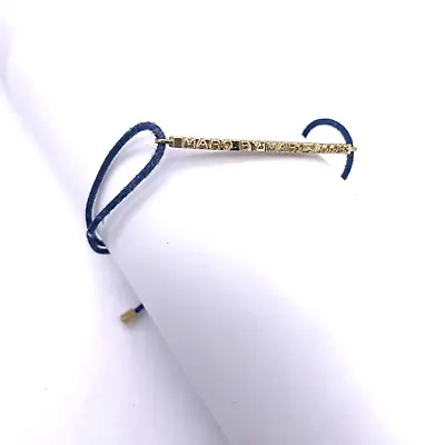 Marc By Marc Jacobs Stretch Blue Cord Gold Tone Bar Bracelet • $16