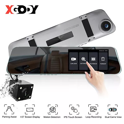 XGODY Dash Cam RearView Mirror Car DVR Video Recorder 4.5'' 1080P Vehicle Camera • $32.96