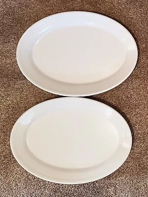 2 Vintage Dallas Ware #P-74 Oval Melamine Melmac Serving Platters White 12x8.5 • $9.88