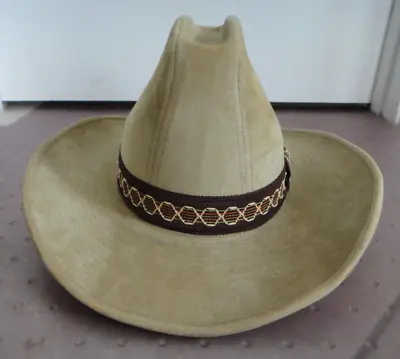 NWOT Vintage BOOT HILL Tan Suede Western Stetson Cowboy Hat Band Size M 7-7 1/8 • $24.95