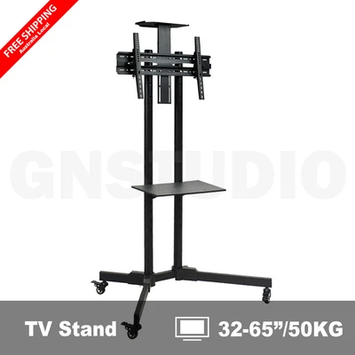$89.87 • Buy TV Stand Mobile Cart Support For 32  - 65  Screen Adjustable Floor Shelf Wheels