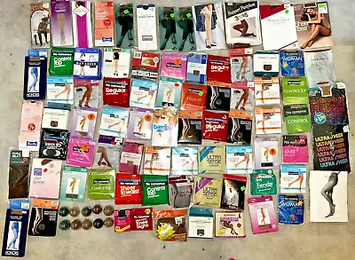 HUGE LOT 88 Pairs Of Vintage Pantyhose Nylons & Knee Hi's Mixed Colors & Sizes • $11.56