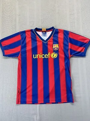 FC Barcelona Lionel Messi Official Unicef Football Soccer Jersey Youth Size 12 • $39.98