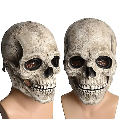 For Halloween Skull Mask Full Head Helmet Movable Jaw Horror Party Pro Scary US • $13.99