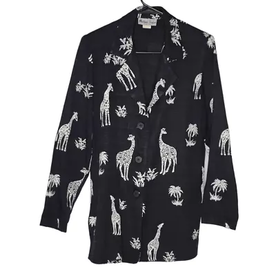 Michael Taylor Vintage Small Black & White Giraffe Print 3 Button Blazer  • £33.75