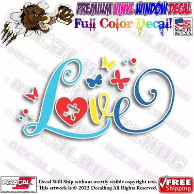 Autism Love Autism Awareness Full Color Car Truck Window Vinyl Decal Sticker. • $2.99