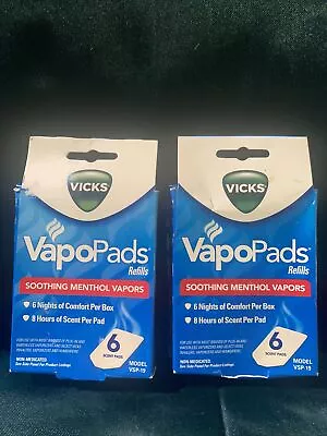 (2)Vicks VapoPads Refills Soothing Menthol Scent Pads 6ct Each (12 Total Pads) • $15.99