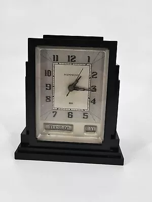 Vintage Art Deco Hammond Spin Start Day/Date Desk Clock • $100