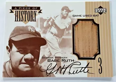 1999 Upper Deck UD A Piece Of History Babe Ruth Game Used Bat Card • $2750