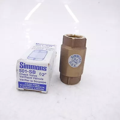 Simmons 1/2  Check Valve Lead Free Brass 501-SB • $20.99