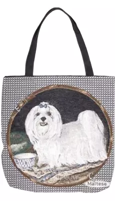 MALTESE Tote Bag Purse Woven Carry All 17  X 17   With Cloth Straps New • $16.99