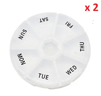 2X Weekly Daily 7Day Round Pill Box Vitamin Holder Storage Case Container Travel • $1.99