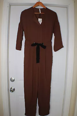 NWT Mango MNG Women's Rust Cotton Jumpsuit Size Small Romper Free Shipping • $34.99