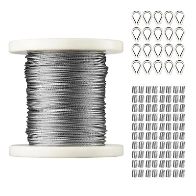 VEVOR T304 Stainless Steel Cable 1/16  7x7 Steel Wire Rope 328ft Cable Railing • $23.99