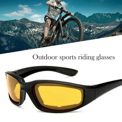 Mens Riding Biker Motorcycle Night Driving Lens Glasses Sport Sunglasses Yellow  • $6.98