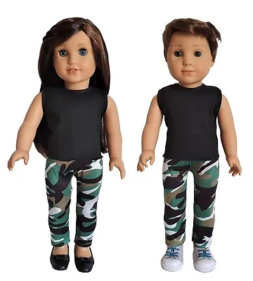 Doll Clothes Tank Tops & Pants Camouflage Fit18  American Girl Boy Doll Maplelea • $11.97