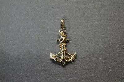 14K Yellow Gold Polished 1  Anchor Charm Pendant. Men Women Children • $100