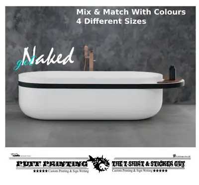 £2.69 • Buy Get Naked Bath Bathroom Shower Bedroom Wall Art Vinyl Decals GIFT Stickers