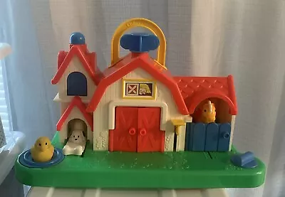 VINTAGE! Fisher Price Activity Farm Animal Sounds Barn USA Made 1987 - Works! • $19.87