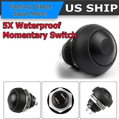 Black 5 Pcs M4 12mm Waterproof Momentary ON/OFF Push Button Round SPST Switch • $6.75