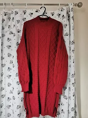 Cable Knit Red Dress Size L • £9