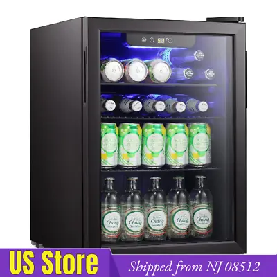 Mini Fridge-95 Can Beverage Refrigerator Wine Cooler Glass Doorfrom GA 08512 • $194.99