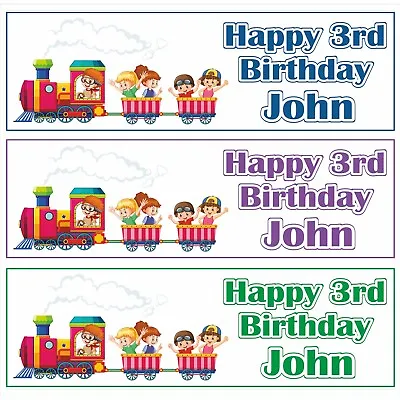 X2 Personalised Kids Birthday Zoo Train Party Decoration Banner 1st 2nd 3rd 5th • £4.29