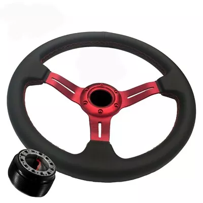 Civic Integra DB DA DG EF  Black Red Center Concave 2  Steering Wheel + Hub • $65