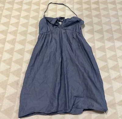 J Crew Chambray Halter Mini Dress Cotton Size Small • $18.87