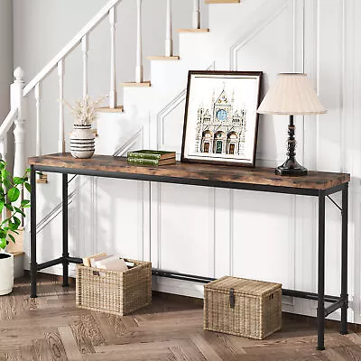 Entryway Wood Narrow Long Console Table Behind Couch Safa Table With Metal Leg • $147.16