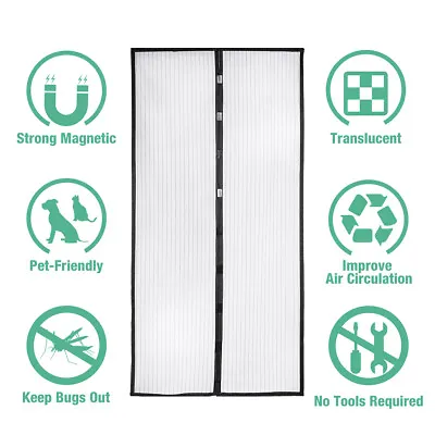 2x Hands Free Magnetic Screen Door Mesh Curtain Durable Heavy Duty Mosquito Net • $16.85