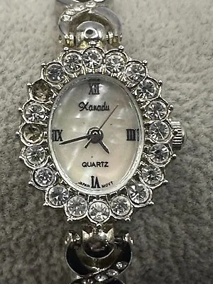 Xanadu Watch MOP Womens Silver Tone New Battery Missing Stones Y • $19.99