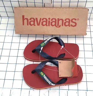 Havaianas® Red Kids Brazil Logo Flip Flops - UK Size 8 Infant • £9.99