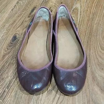 UGG Antora Ll Bordeaux Patent Leather/Sheepskin Ballet Flats Size 7 Purple • $39.99