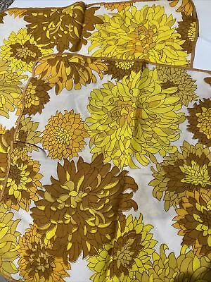 2 Vintage Napkins Or Placemats 16x16 Marigold Harvest Gold Retro Fabric • $10