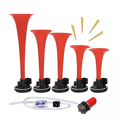 Loud 5 Trumpet Musical Electric Air Horn Kit 12v Car/Truck Musical Air Horn • $51.51