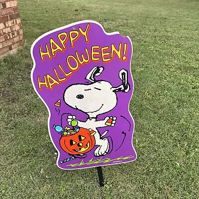 Vintage Peanuts Snoopy Halloween Yard Sign Happy Halloween  • $44